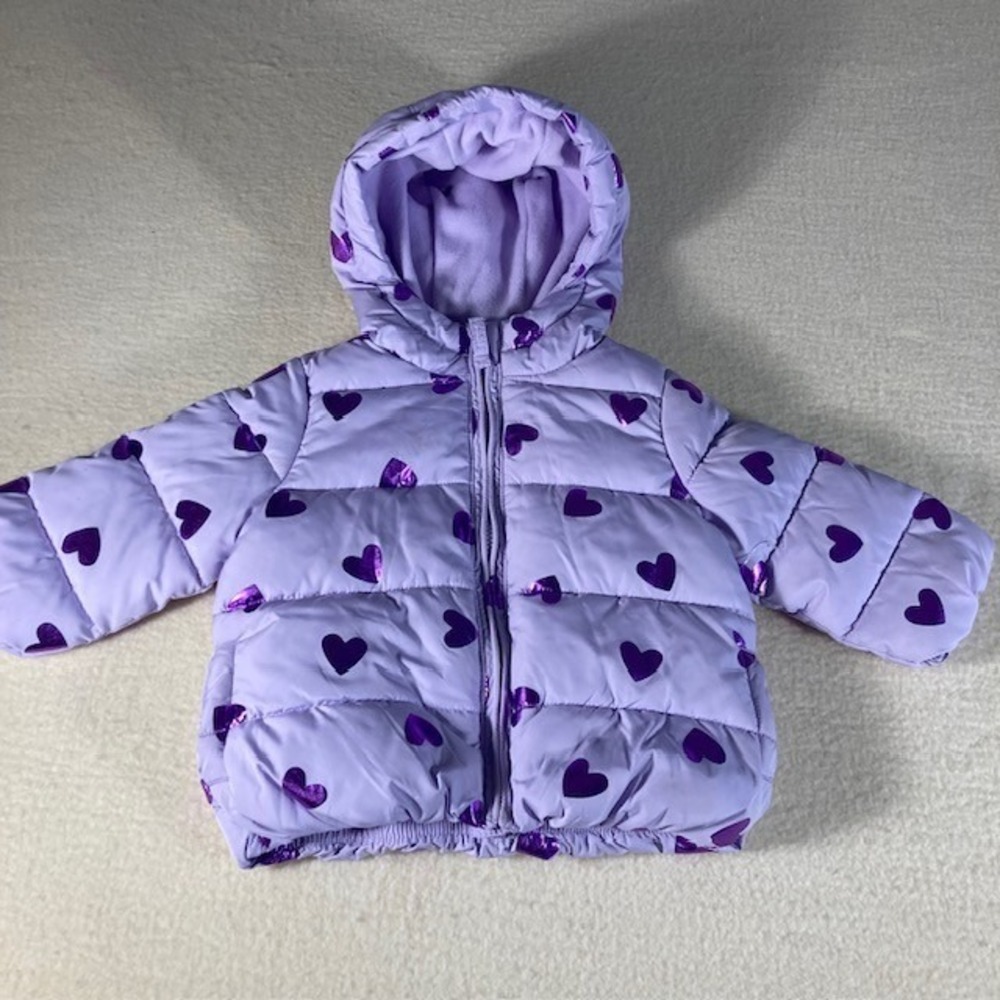 Kids Lilac And Purple With Hearts Puffer Jacket With Hood12 to 18 mo Cute !!